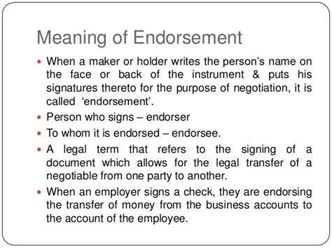 endorsed significato|endorsed meaning in law.